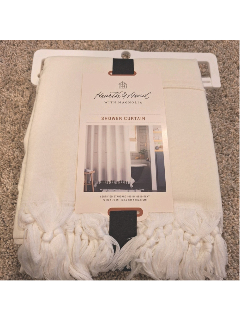 NEW Hearth & Home Knotted Fringe Cream Shower Curtain Target Magnolia Ivory - Picture 2 of 6